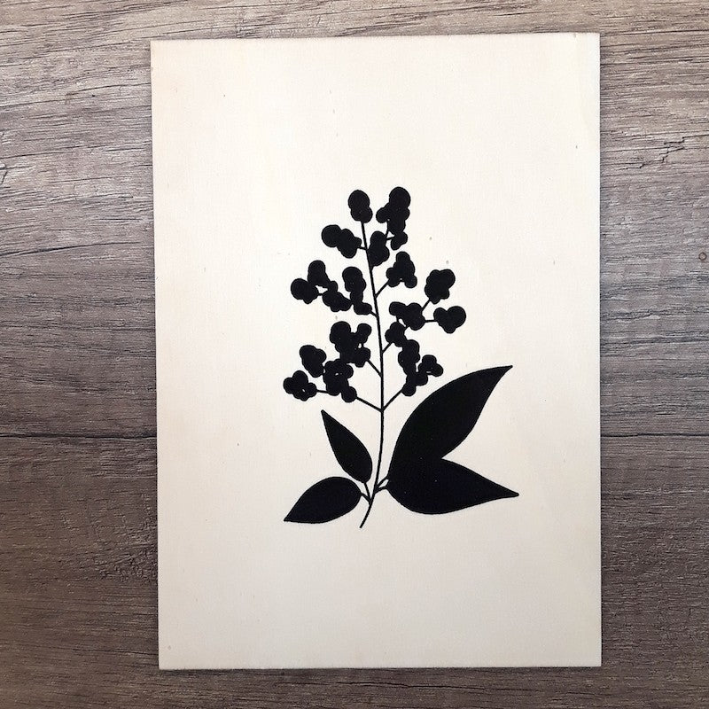 Affiche A5 en bois Sureau — Poussière des rues , Lyon