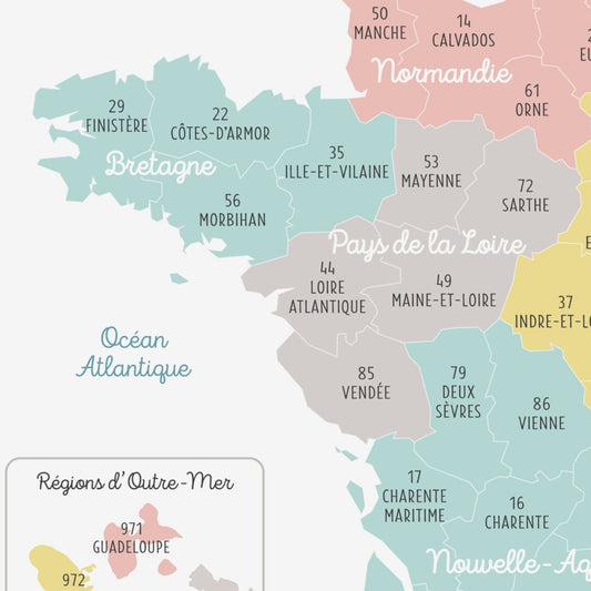 Affiche Carte de France A3 — Zü , Lyon