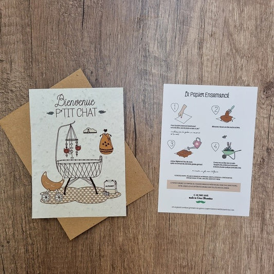 Carte à planter bienvenue chat — Créabisontine , Lyon