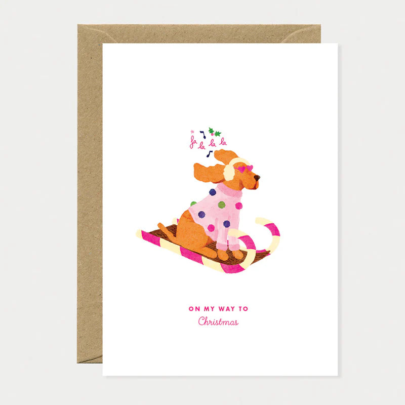 Carte Christmas dog sled