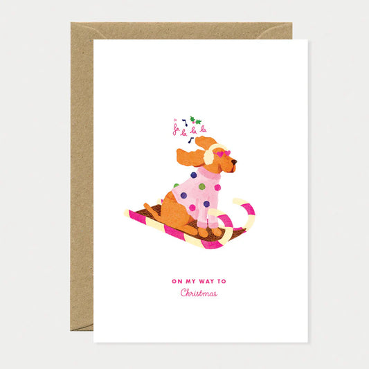 Carte Christmas dog sled