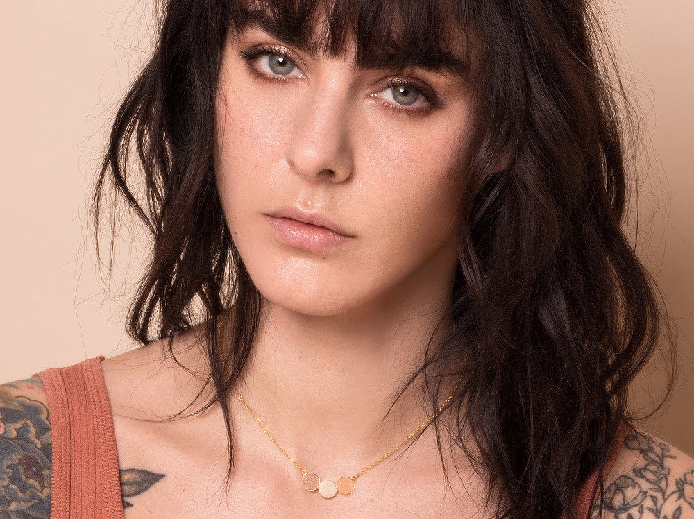 Collier Trio Poudre/or rose/pêche — Fosseth , Lyon