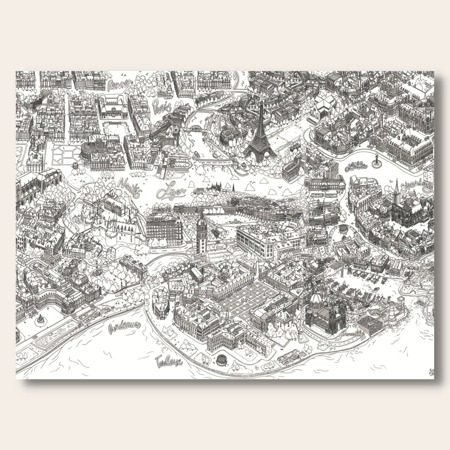 Poster à colorier XXL Villes de France — Emilie Ettori , Lyon