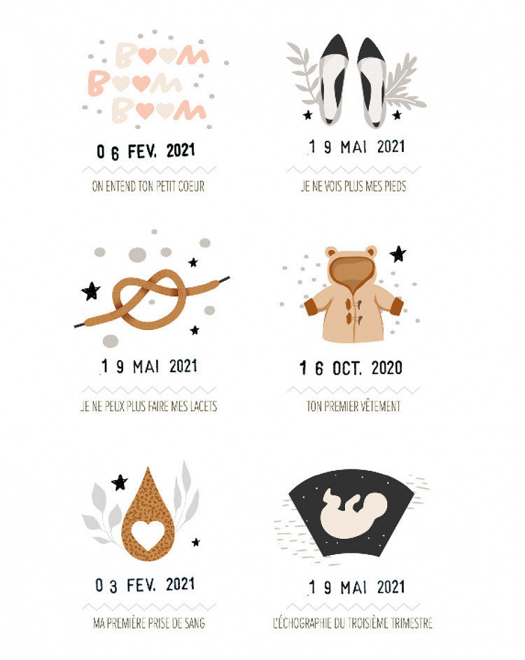 Kit affiche à dater - En t'attendant version Maman solo ou couple de mamans — Les petites dates , Lyon