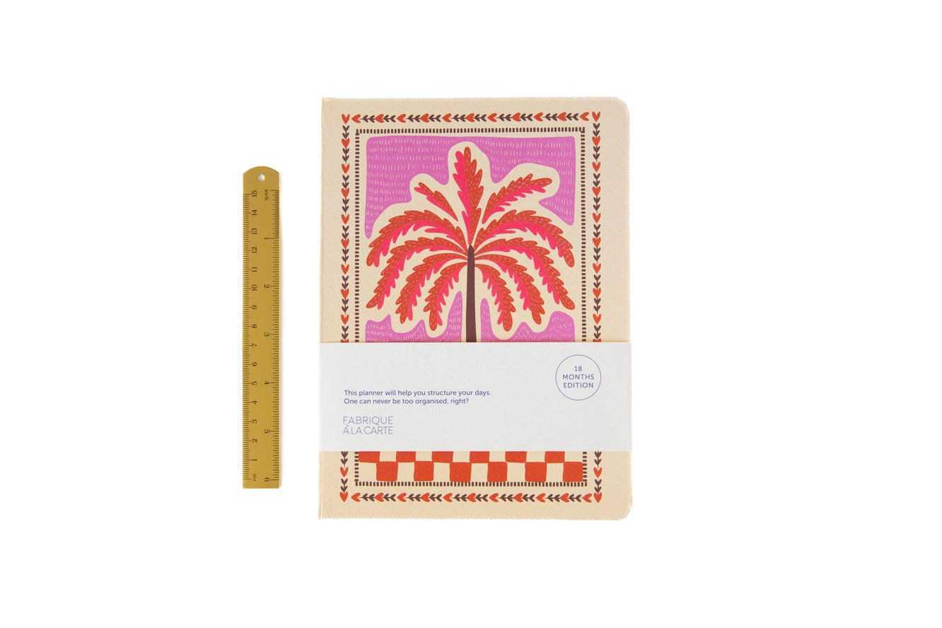 Agenda scolaire 18 mois 2026/2027 - Palmtree pink