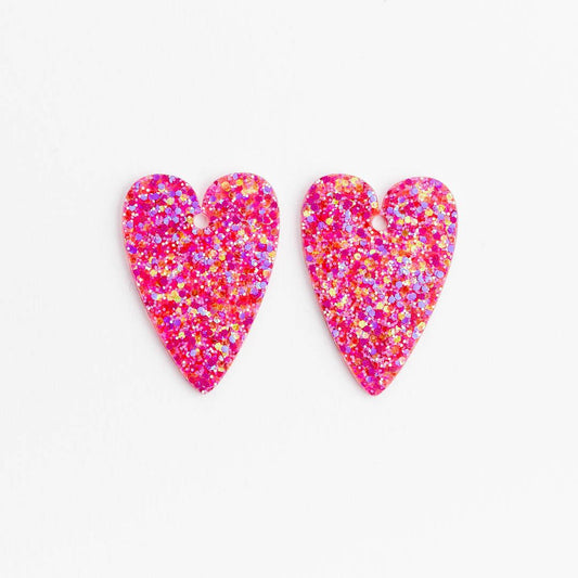 Boucles d'oreilles coeur - Mix fuchsia — Les nicolettes , Lyon