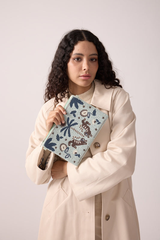 Pochette Ava - Perles bleu orage — Maradji , Lyon