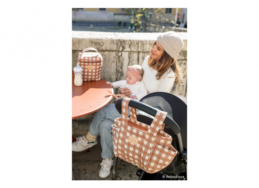 Organisateur de poussette Hyde park - Terracotta checks — Nobodinoz , Lyon