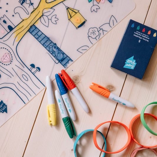 Boîte de 5 feutres pastel effaçables - Pointe fine — Super Petit , Lyon