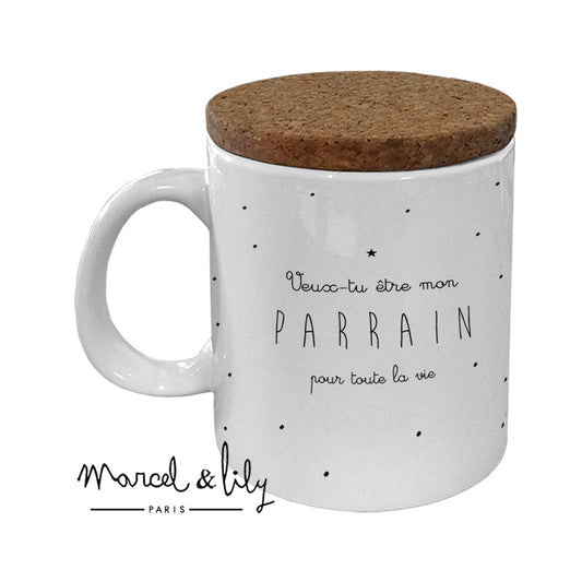 Mug avec couvercle Veux-tu être mon parrain — Marcel & Lily , Lyon