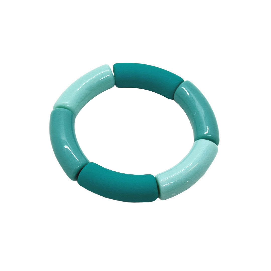 Bracelet tubes larges aqua mat/piscine clair/bleu — Les jolis bonheurs , Lyon
