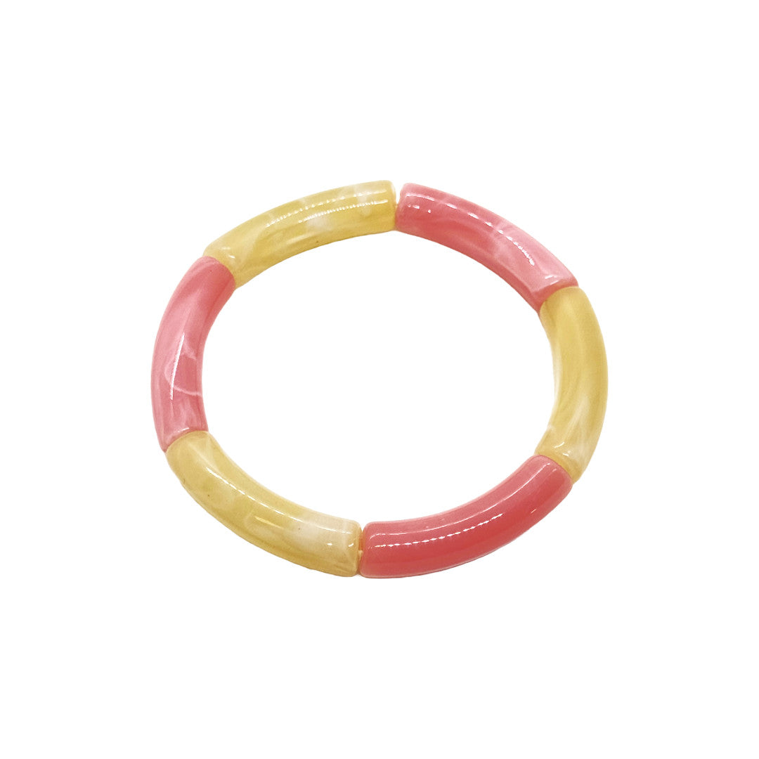 Bracelet tubes fins rose marbré/beige marbré — Les jolis bonheurs , Lyon