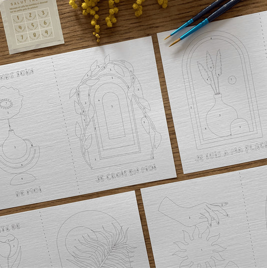 Kit de peinture au numéro 8 cartes - Self love — Salut Irène , Lyon