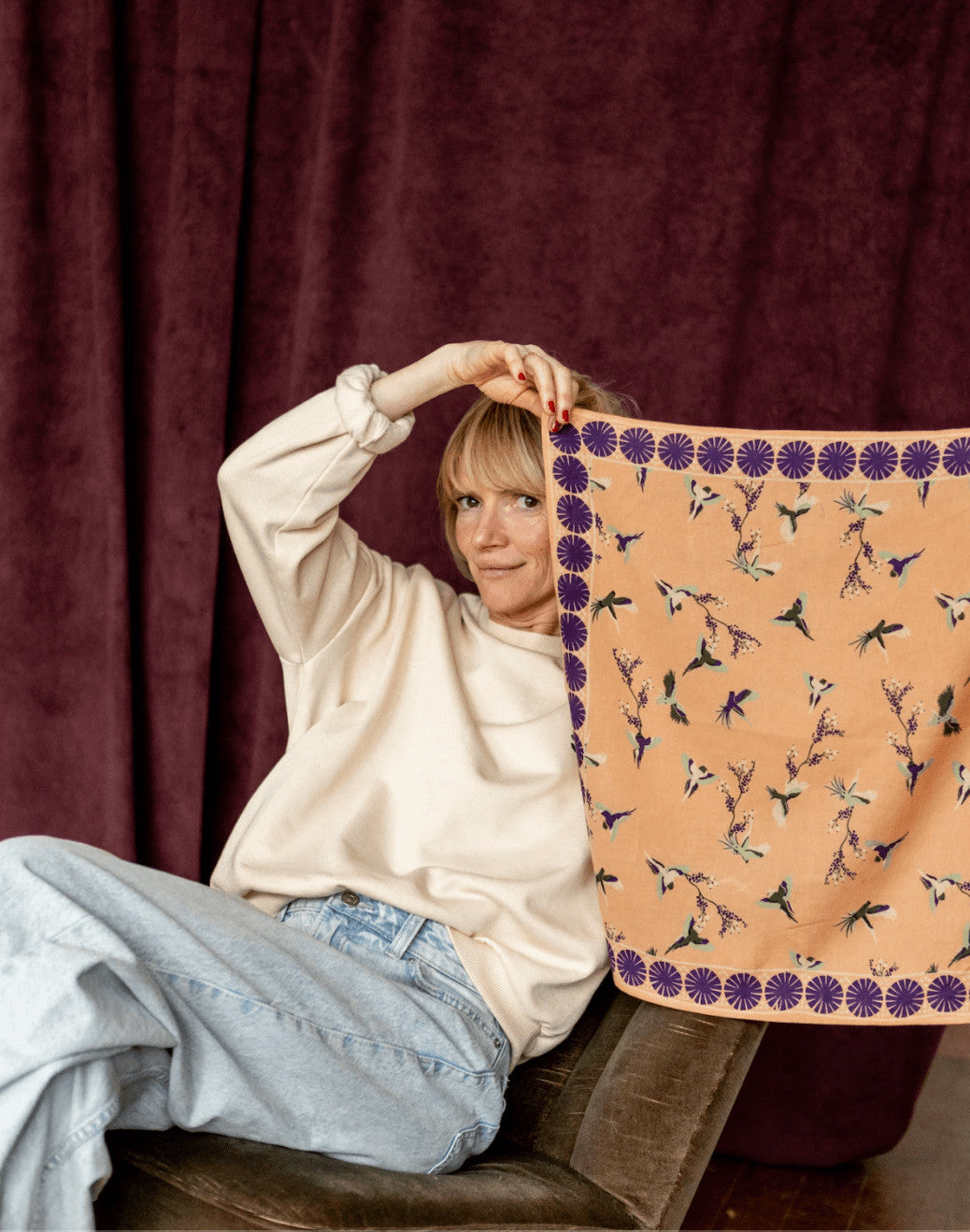 Small foulard Manika Cerisier - Blush — Apaches collections , Lyon