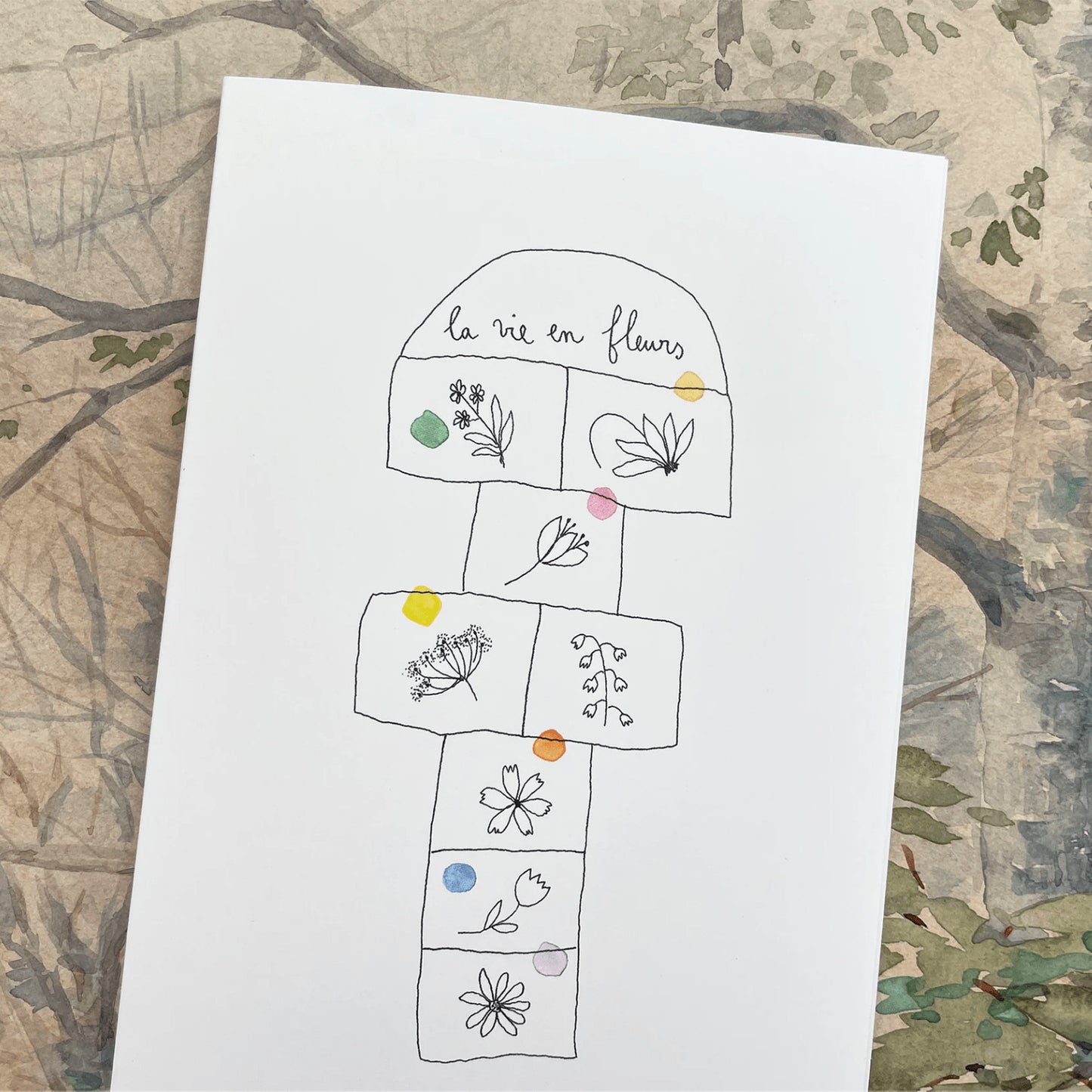 Carte et enveloppe Marelle — Papillonnage , Lyon