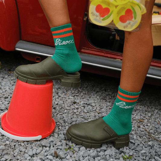 Chaussettes adulte Bisou verte/orange - 36/41 — Mathilde Cabanas , Lyon