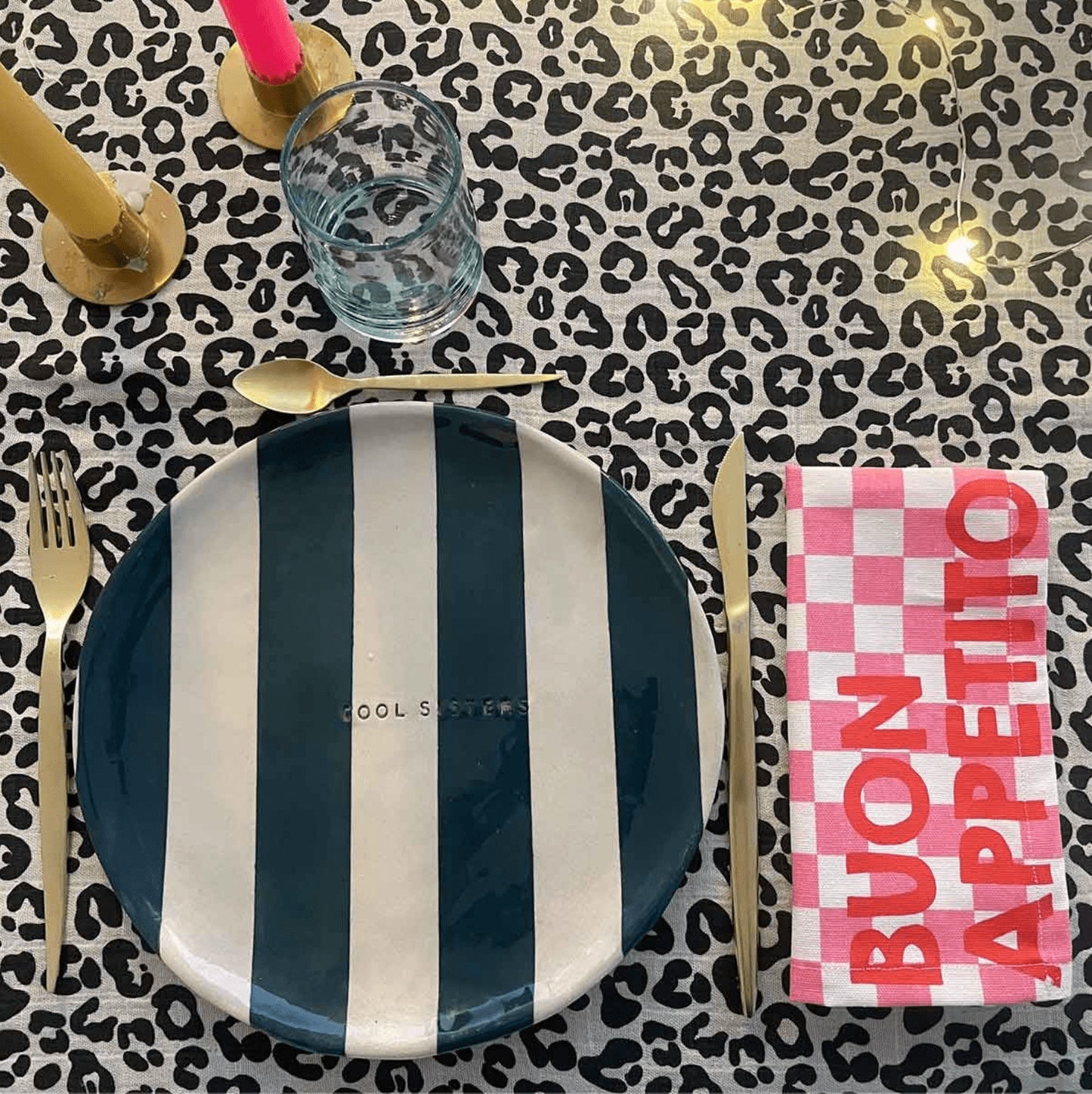 Serviette de table - Damier strawberry Buon appetito"" — Rose in April , Lyon