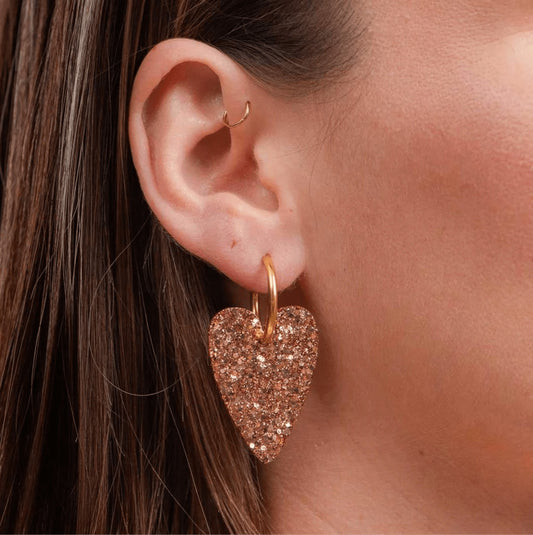 Boucles d'oreilles coeur - Champagne — Les nicolettes , Lyon