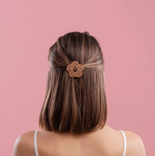 Barrette ronde fleur - Champagne — Les nicolettes , Lyon