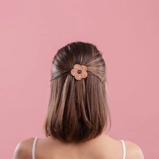 Barrette ronde fleur - Mix orange — Les nicolettes , Lyon