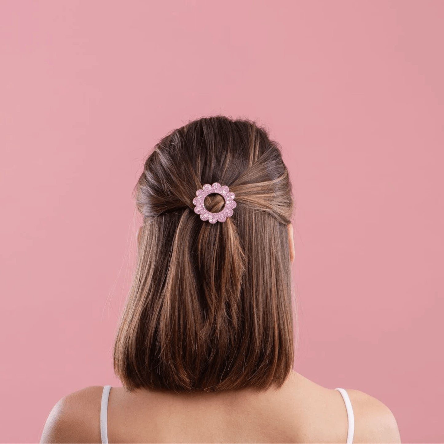 Barrette ronde sunflower - Rose — Les nicolettes , Lyon