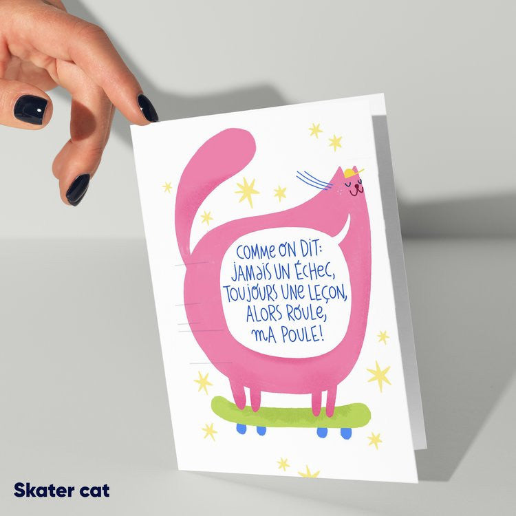 Carte double Skater cat — Lavilletlesnuages , Lyon