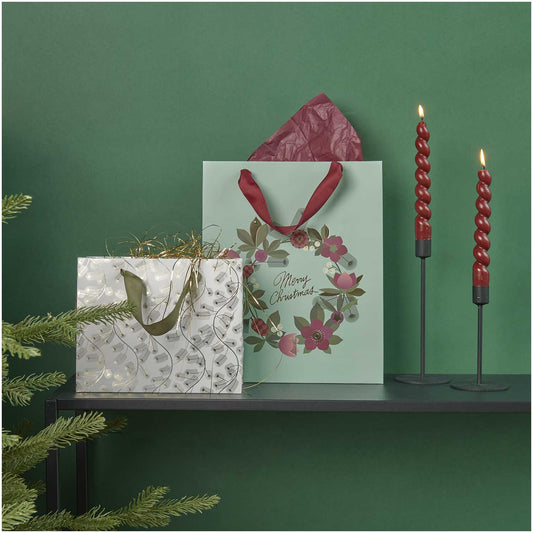 Sac cadeau couronne de Noël vert/bordeaux - taille L — Rico design , Lyon