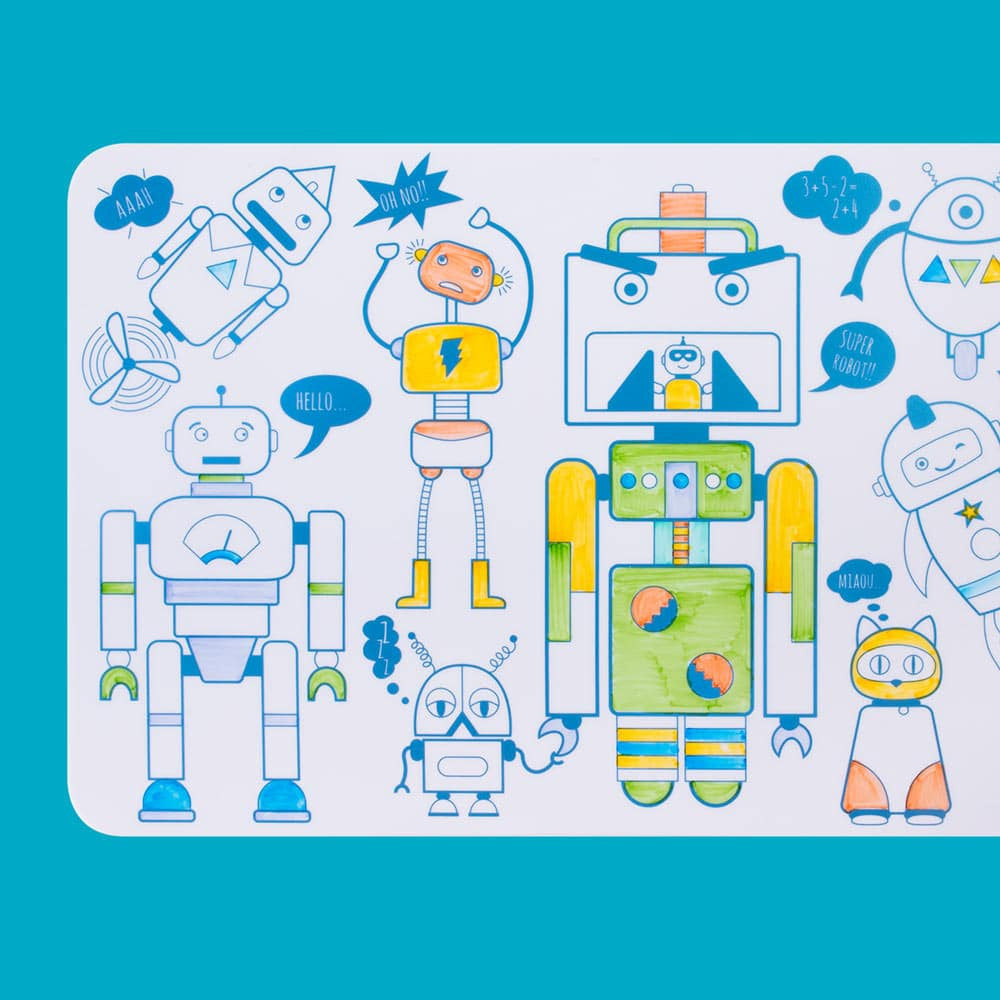 Mini set en silicone à colorier + 4 feutres - Robot — Super Petit , Lyon
