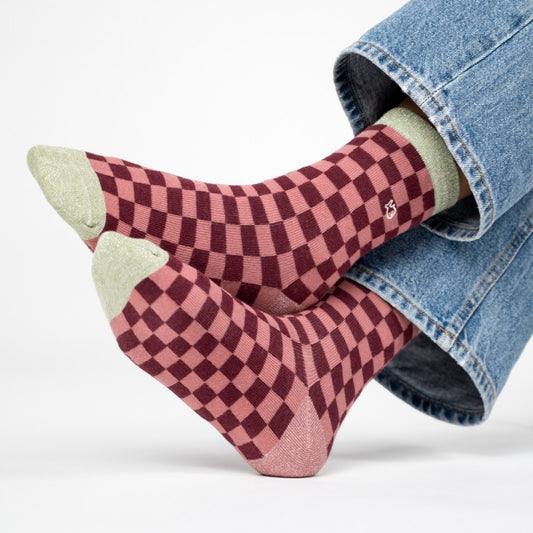Chaussettes à carreaux - Bordeaux et rose - Taille 37/40 — Billybelt , Lyon