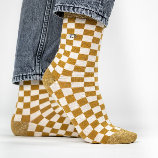 Chaussettes à carreaux - Jaune et blanc - Taille 37/40 — Billybelt , Lyon