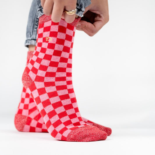 Chaussettes à carreaux - Rouge et rose - Taille 37/40 — Billybelt , Lyon