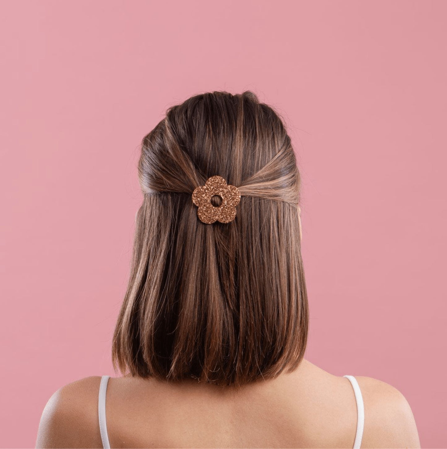 Barrette ronde fleur - Champagne — Les nicolettes , Lyon