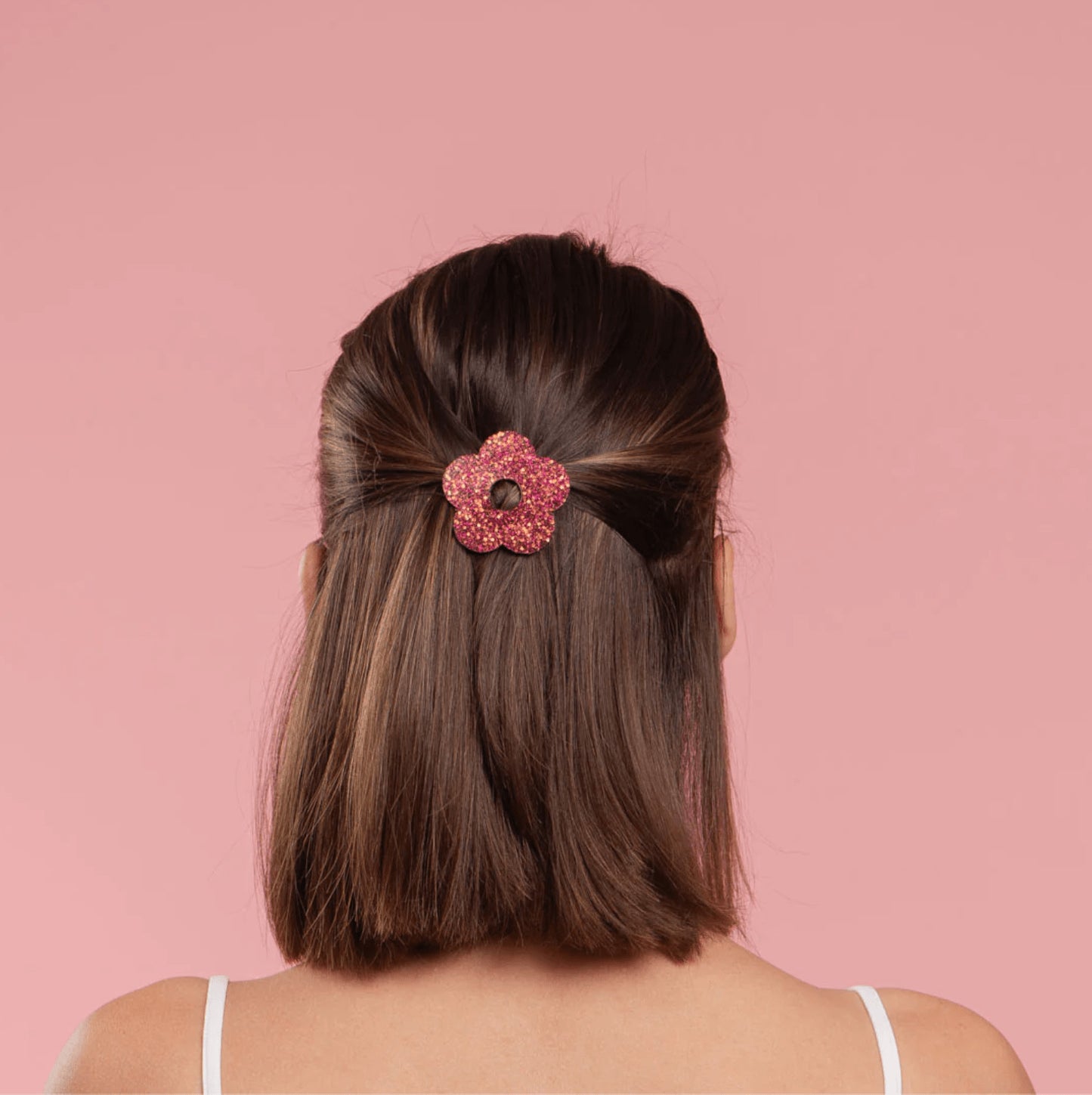 Barrette ronde fleur - Fuchsia chocolat — Les nicolettes , Lyon