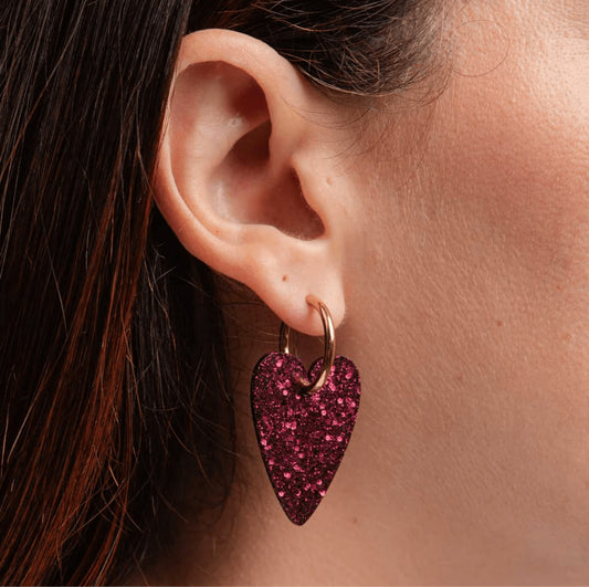 Boucles d'oreilles coeur - Lie de vin — Les nicolettes , Lyon