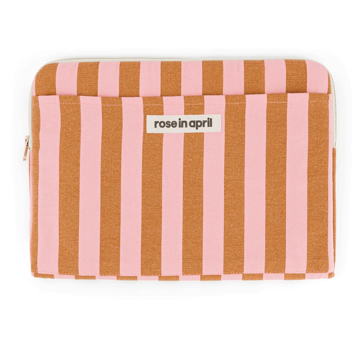 Housse d'ordinateur Octave - Rayure caramel / strawberry — Rose in April , Lyon