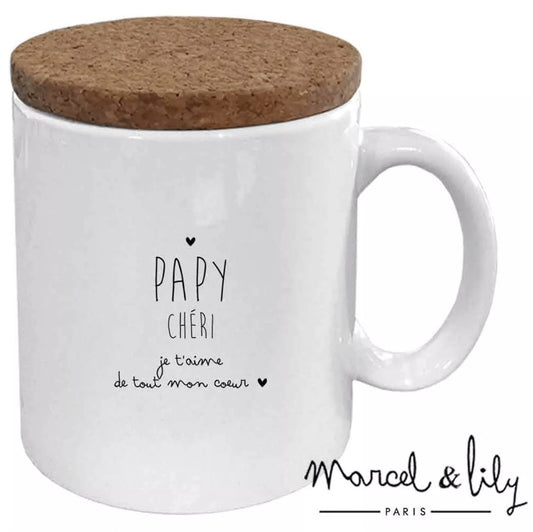 Mug avec couvercle Papy chéri je t'aime — Marcel & Lily , Lyon