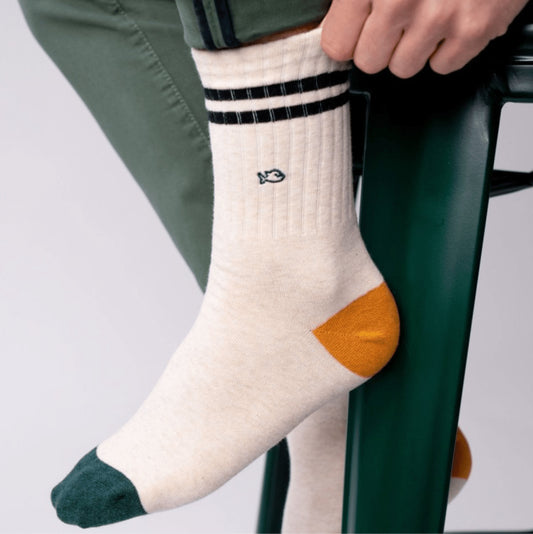 Chaussettes Retro - Beige chiné rayé noir - Taille 41/46 — Billybelt , Lyon