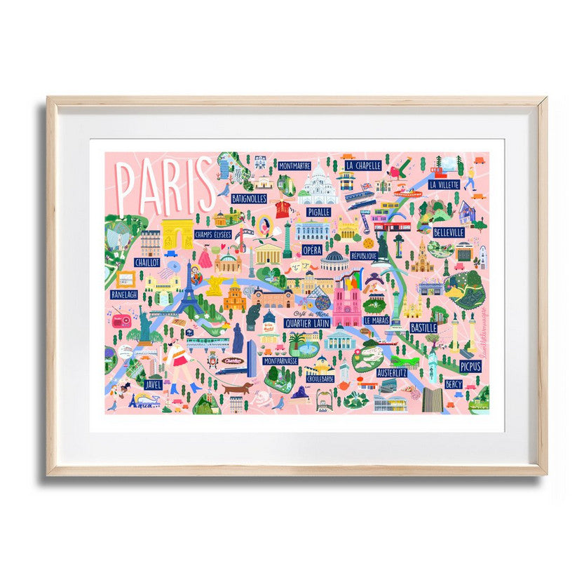 Affiche A3 - Carte de Paris — Lavilletlesnuages , Lyon