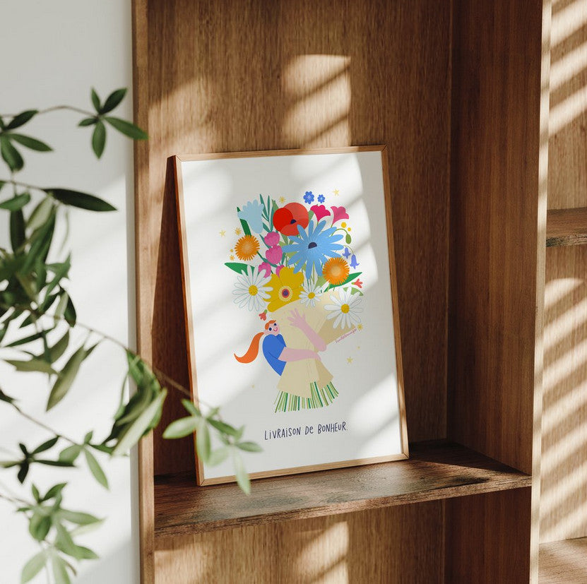 Affiche A4 - Livraison de bonheur — Lavilletlesnuages , Lyon