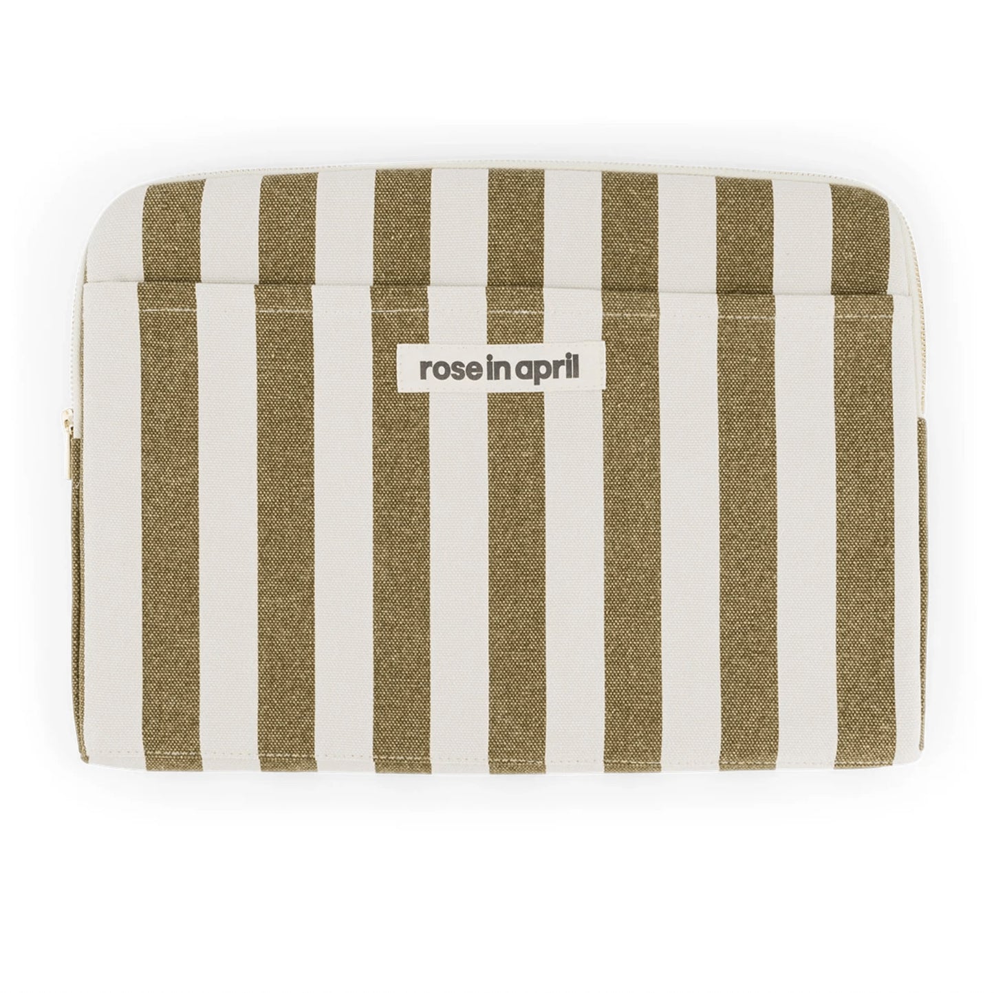 Housse d'ordinateur Octave - Rayure olive/greige — Rose in April , Lyon