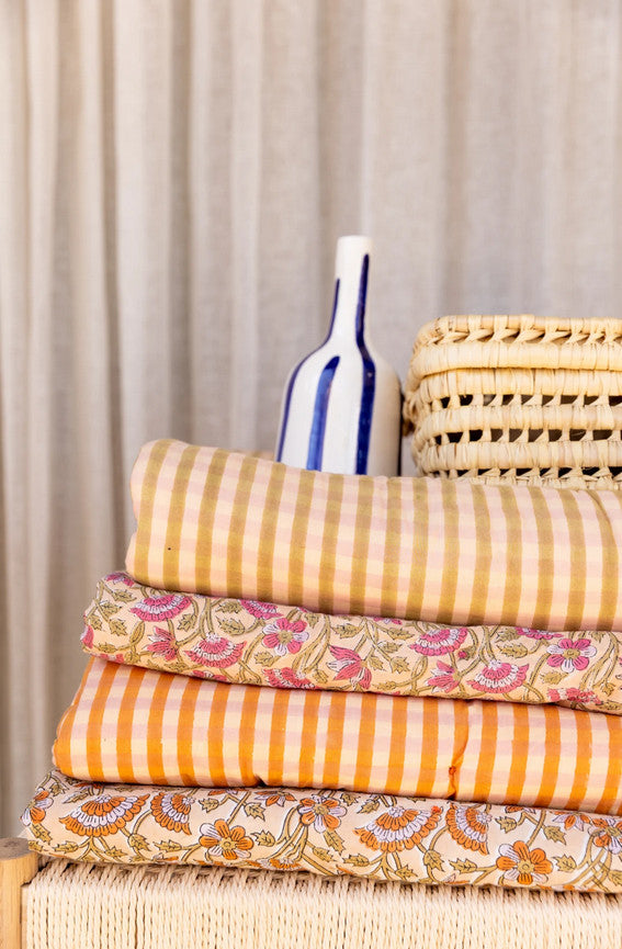 Matelas d'assise Rani - Champêtre orange — Apaches collections , Lyon