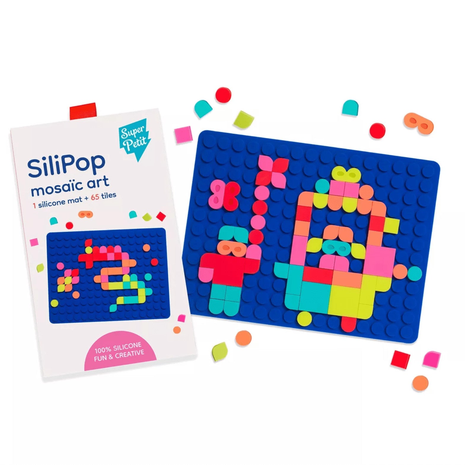 Jeu De Mosaïques à Clipper SUPER PETIT SILIPOP - 65 Pièces Colorées, Support Silicone, Dès 3 Ans