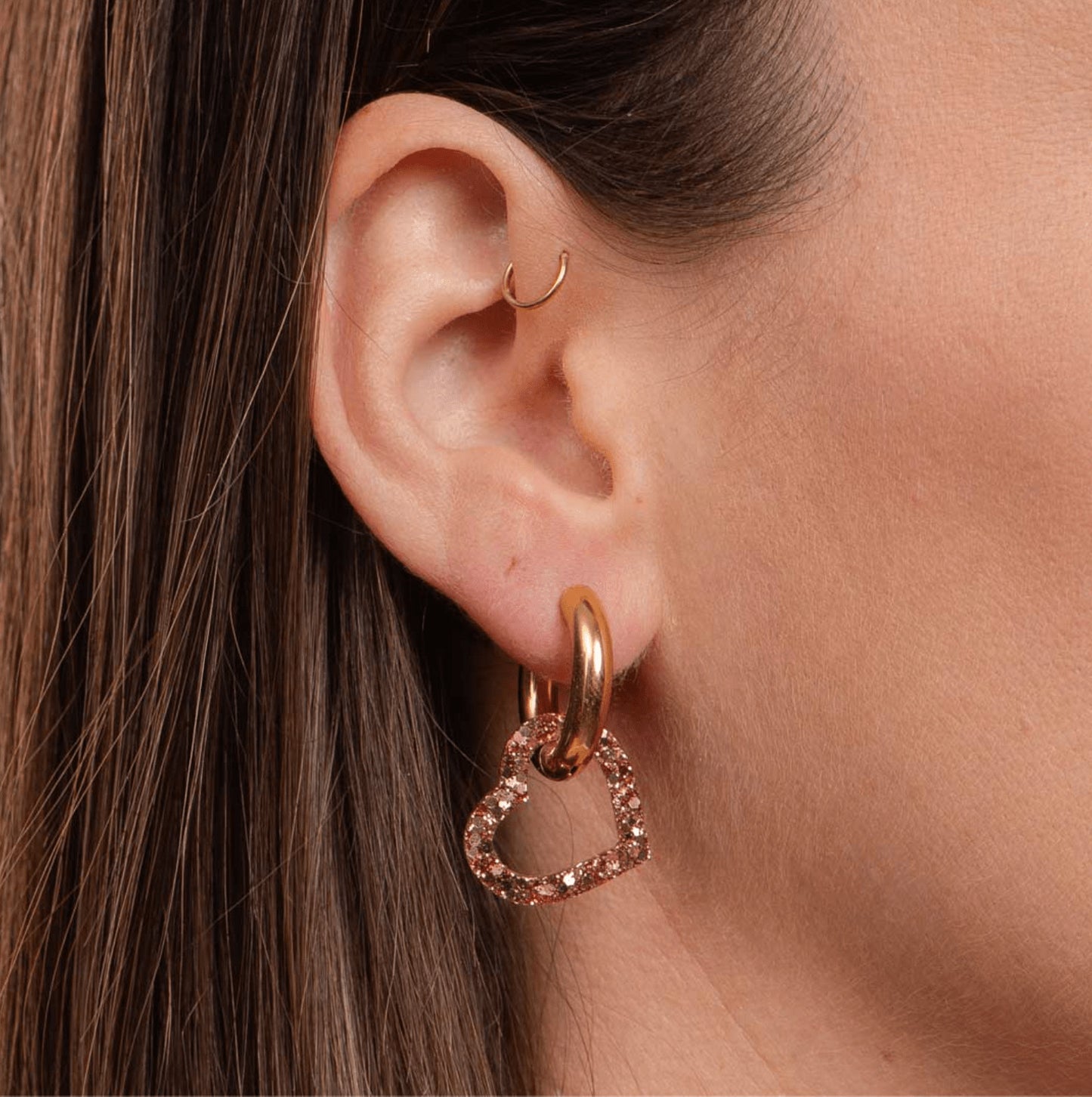 Créoles mini coeurs - Champagne rosé — Les nicolettes , Lyon