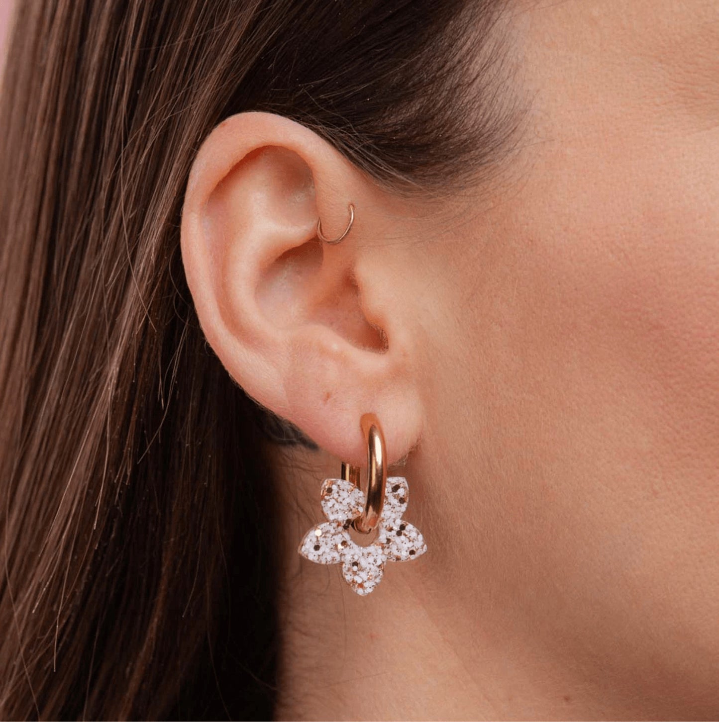 Créoles tiarés - Ivoire/champagne — Les nicolettes , Lyon