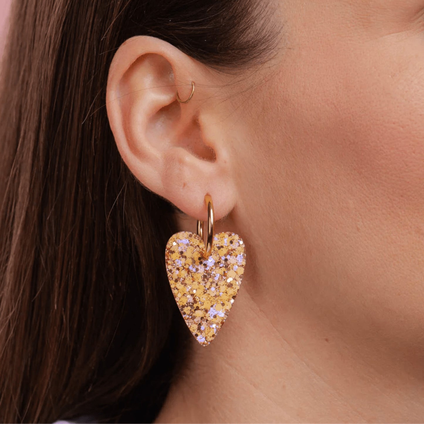 Boucles d'oreilles coeur - Pêche champagne — Les nicolettes , Lyon