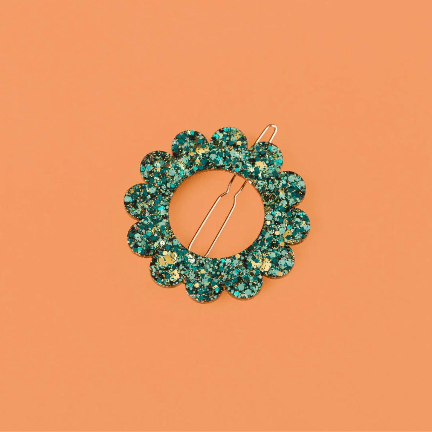 Barrette ronde sunflower - Mix vert — Les nicolettes , Lyon