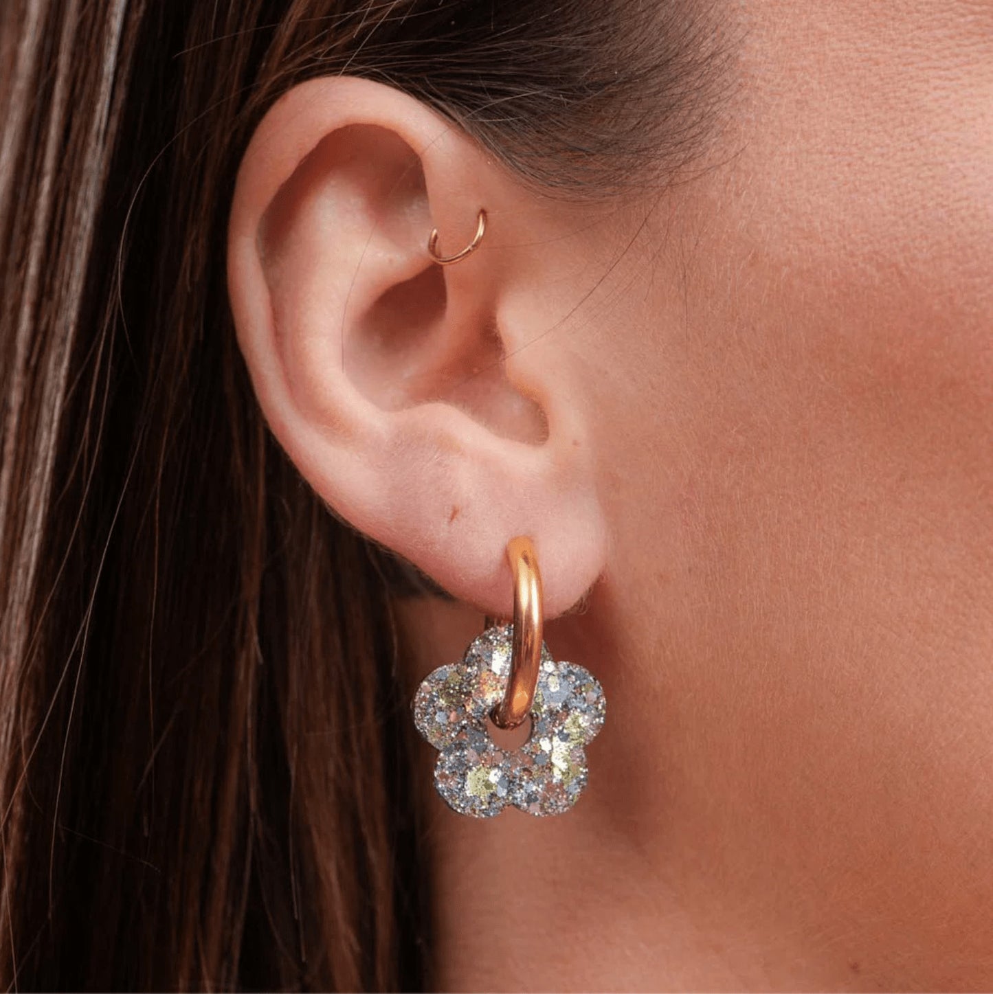 Créoles fleurs - Mix bleu — Les nicolettes , Lyon