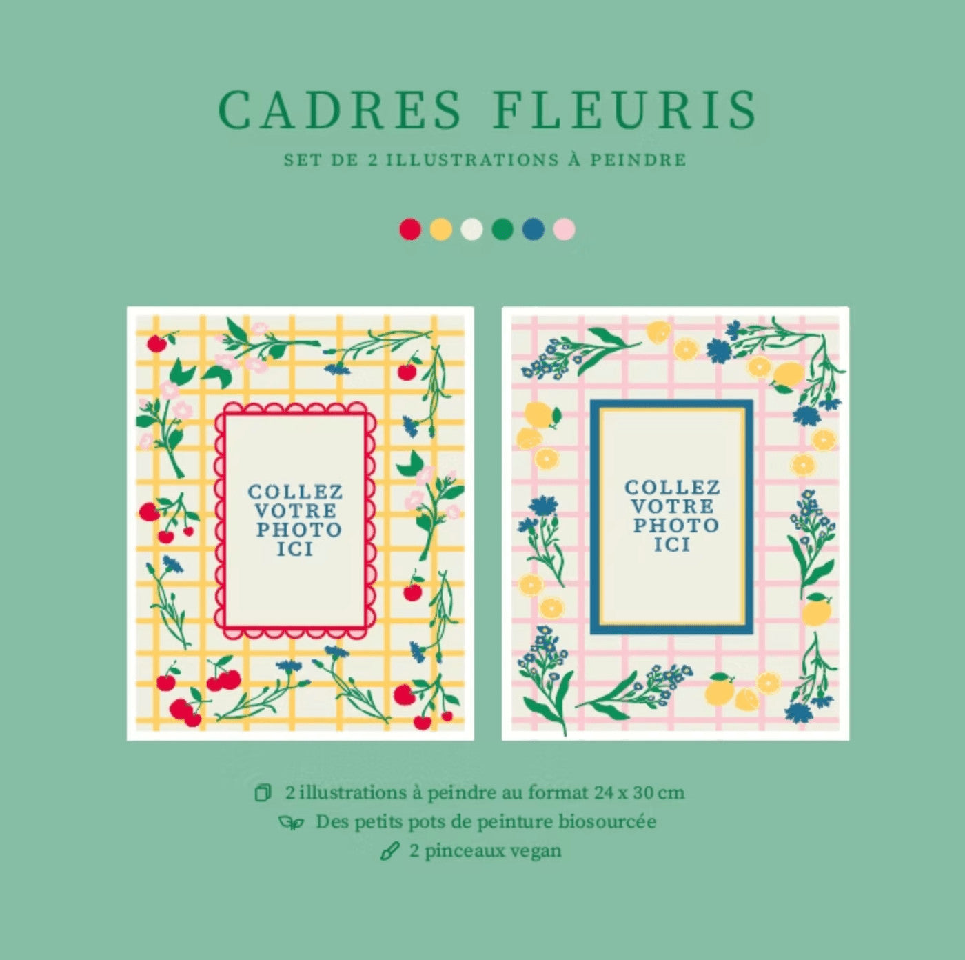 Kit de 2 peintures 24x30 - Cadres fleuris — Salut Irène , Lyon