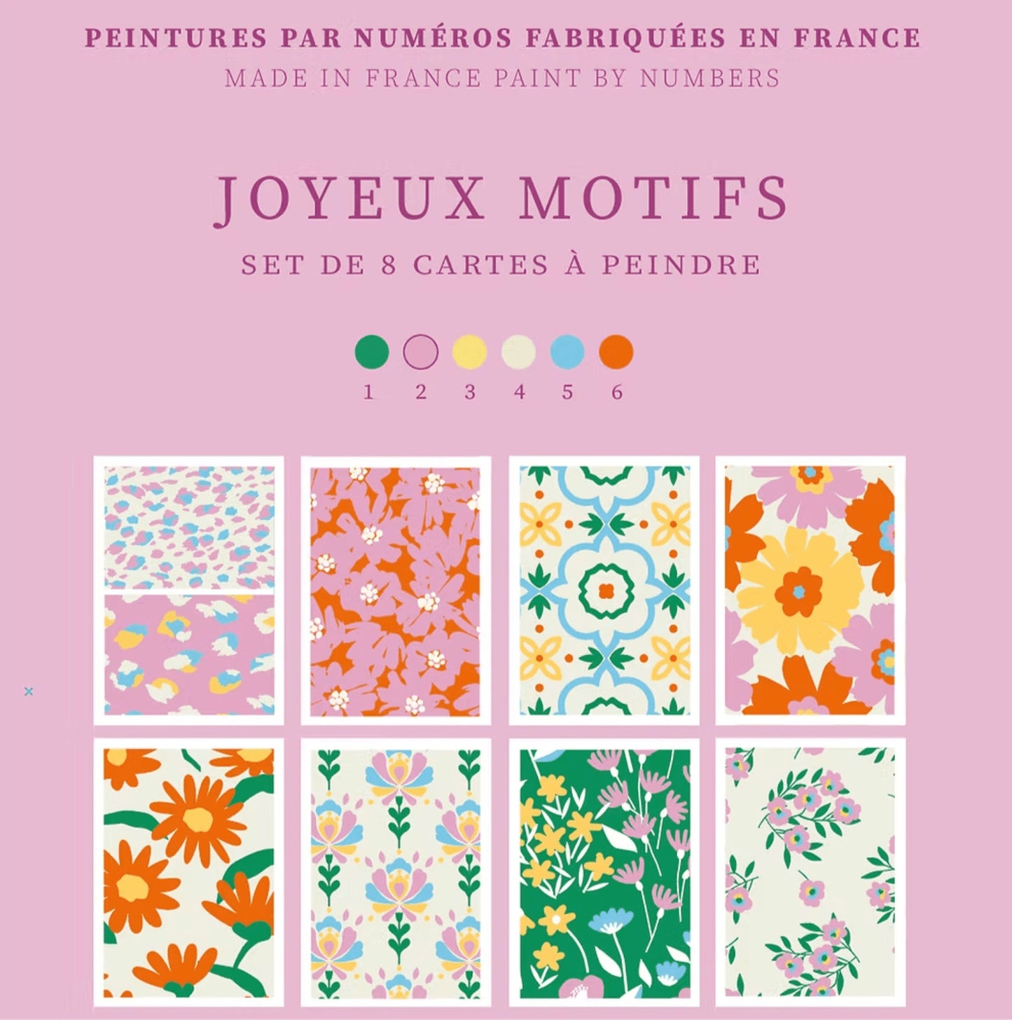 Kit de peinture au numéro 8 cartes - Joyeux motifs — Salut Irène , Lyon