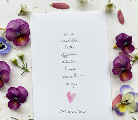 Carte et enveloppe Liste - Maman — Papillonnage , Lyon